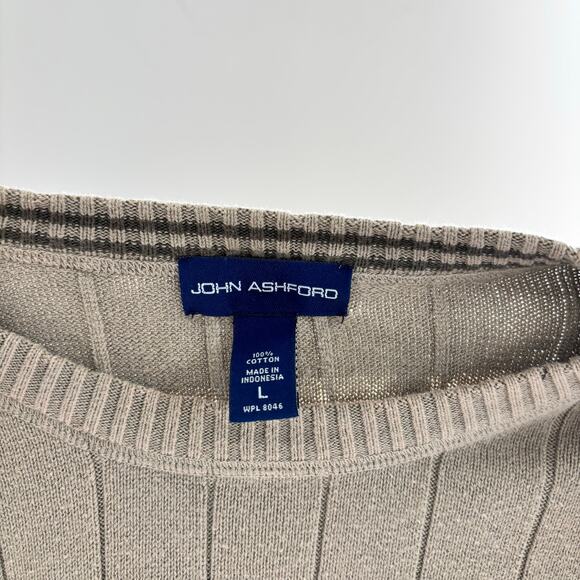 Vintage Y2K Ribbed Knit Sweater John Ashford Crewneck Mens Large 100% Cotton - Picture 2 of 5